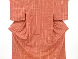 アンティーク　格子織出し手織り紬着物